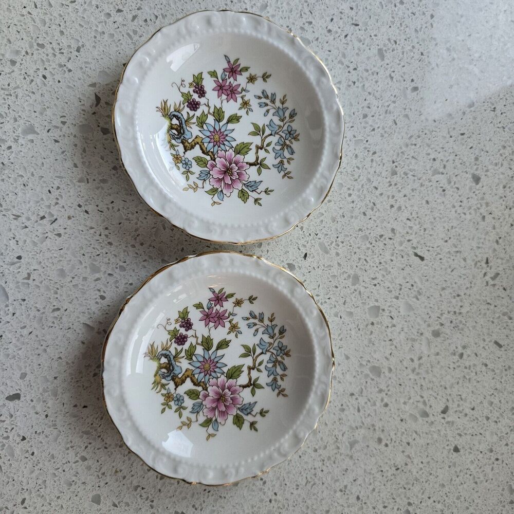 PARAGON Fine Bone China Floral & Gold Trim ~ 4 1/2" Trinket Candy Dish Vintage